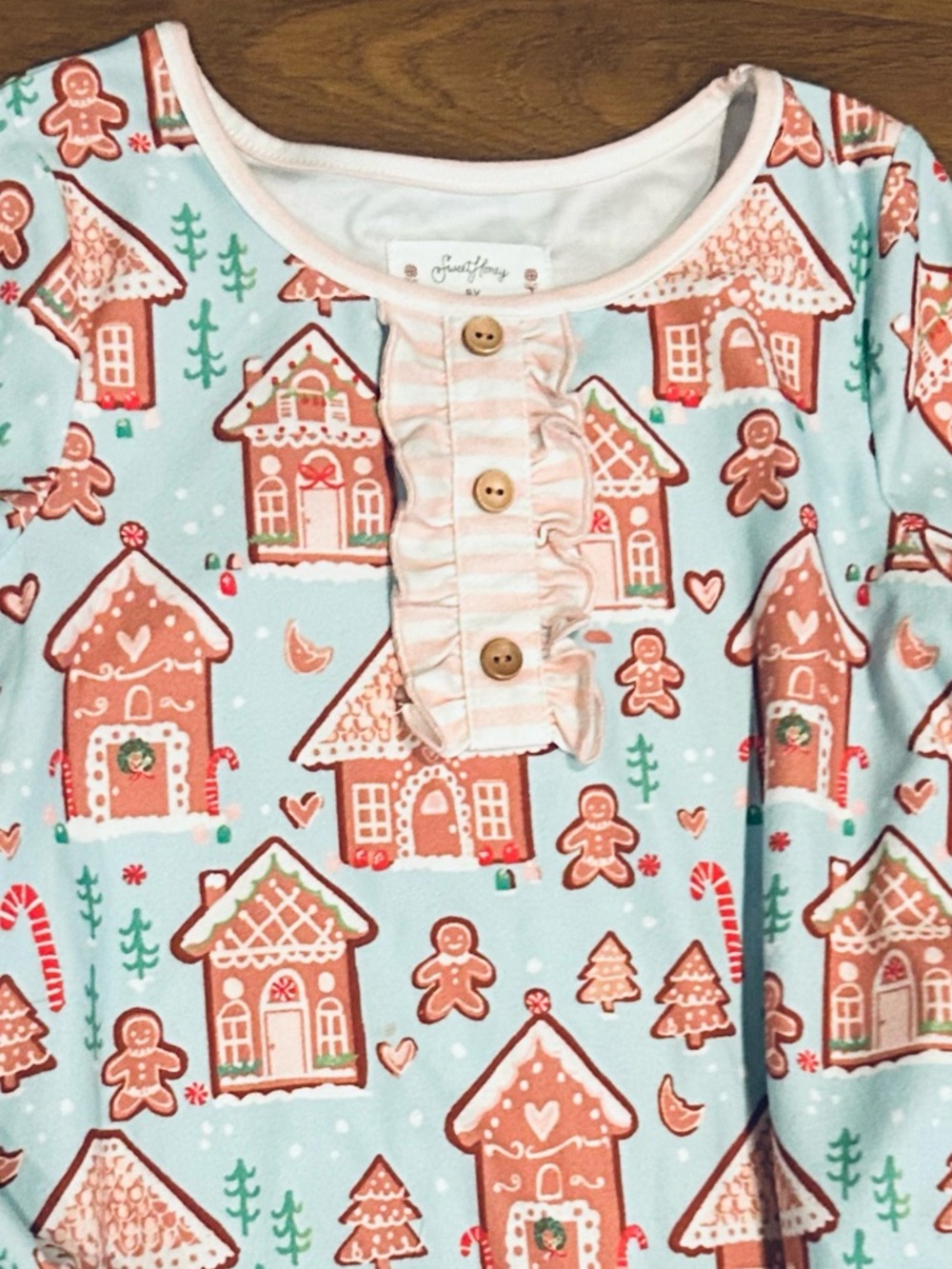 Sweet Honey super Soft Aqua Gingerbread House Nightgown Perfect for PJ day - Picture 2 of 2